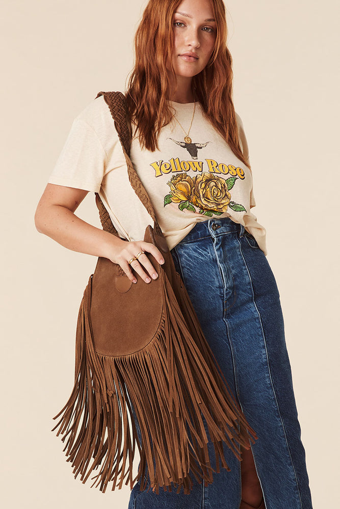 Yellow Rose Suede Bag
